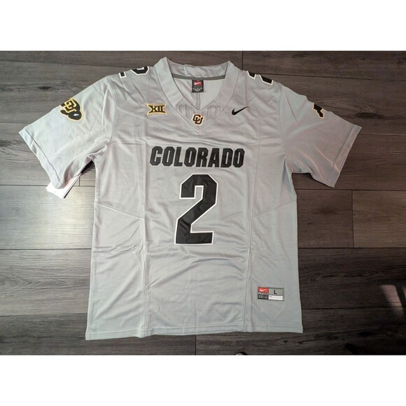 NCAA Other - Shedeur Sanders #2 Colorado Buffaloes Big 12 Gray Football V Neck Jersey…